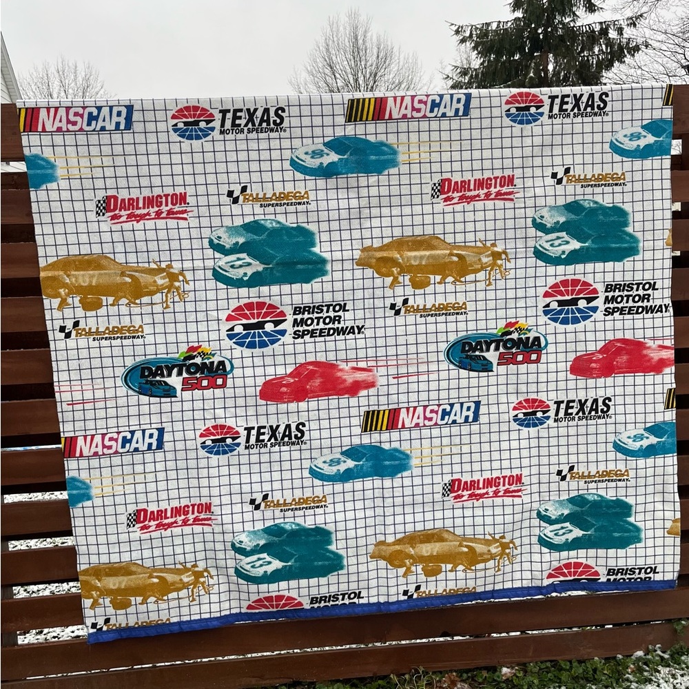 Vintage 1980s NASCAR Fleece Throw Blanket